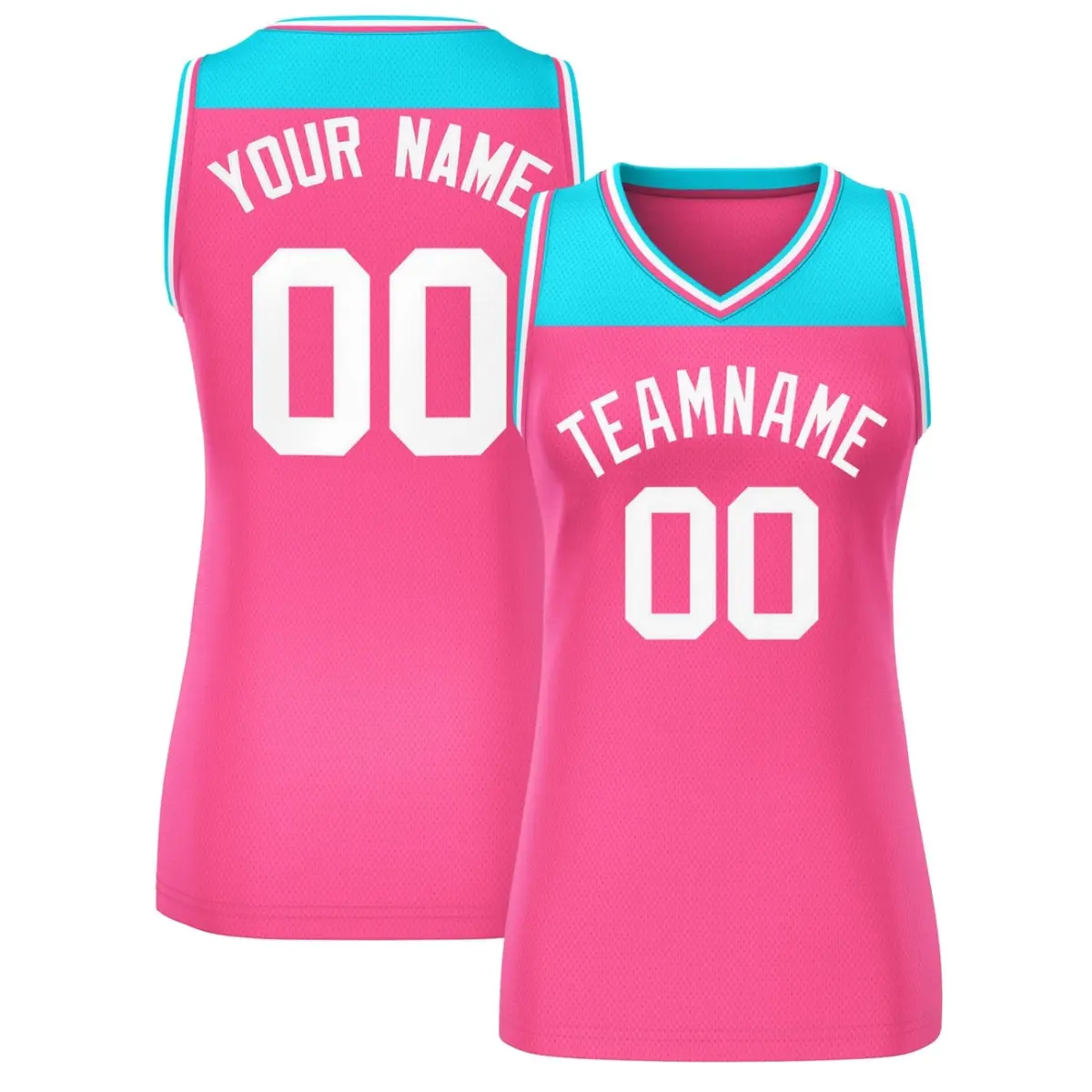 Women's Powder Blue Pink Color Block Mesh Basketball Jersey