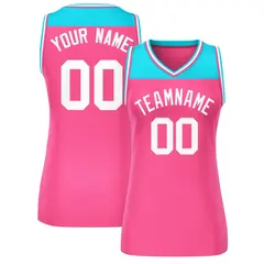 Women's Powder Blue Pink Color Block Mesh Basketball Jersey