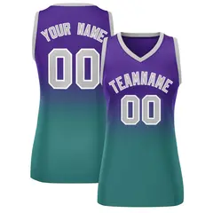 Women's Purple Aqua Gradient Mesh Basketball Jersey 1