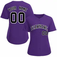 Women's Purple Black White Classic Baseball Jersey 1