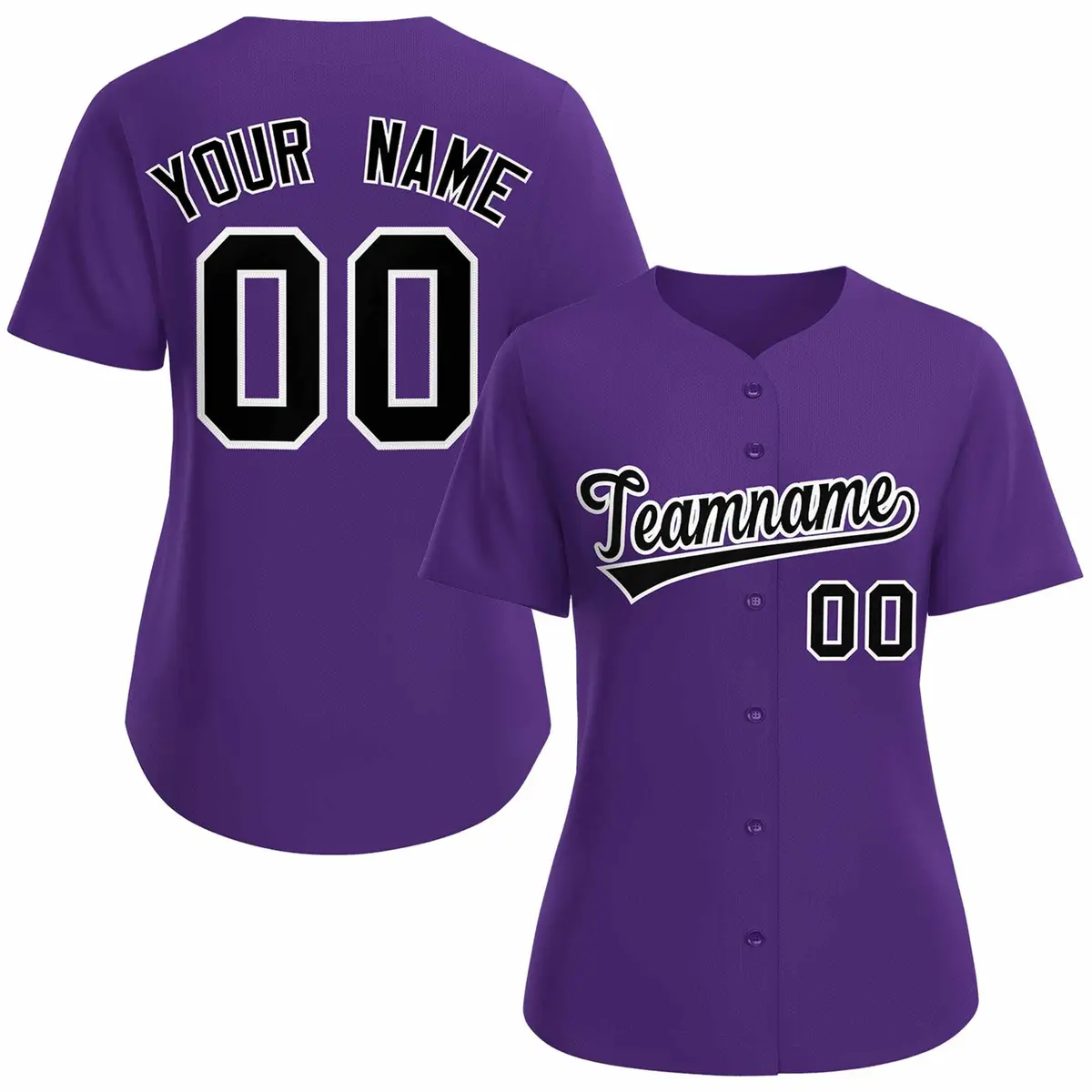 Women's Purple Black White Classic Baseball Jersey