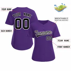 Women's Purple Black White Classic Baseball Jersey 2