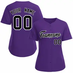 Women's Purple Black White Classic Baseball Jersey 1
