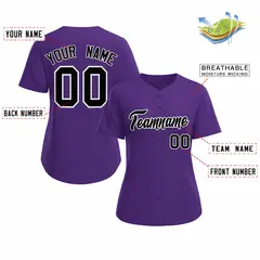 Women's Purple Black White Classic Baseball Jersey 2