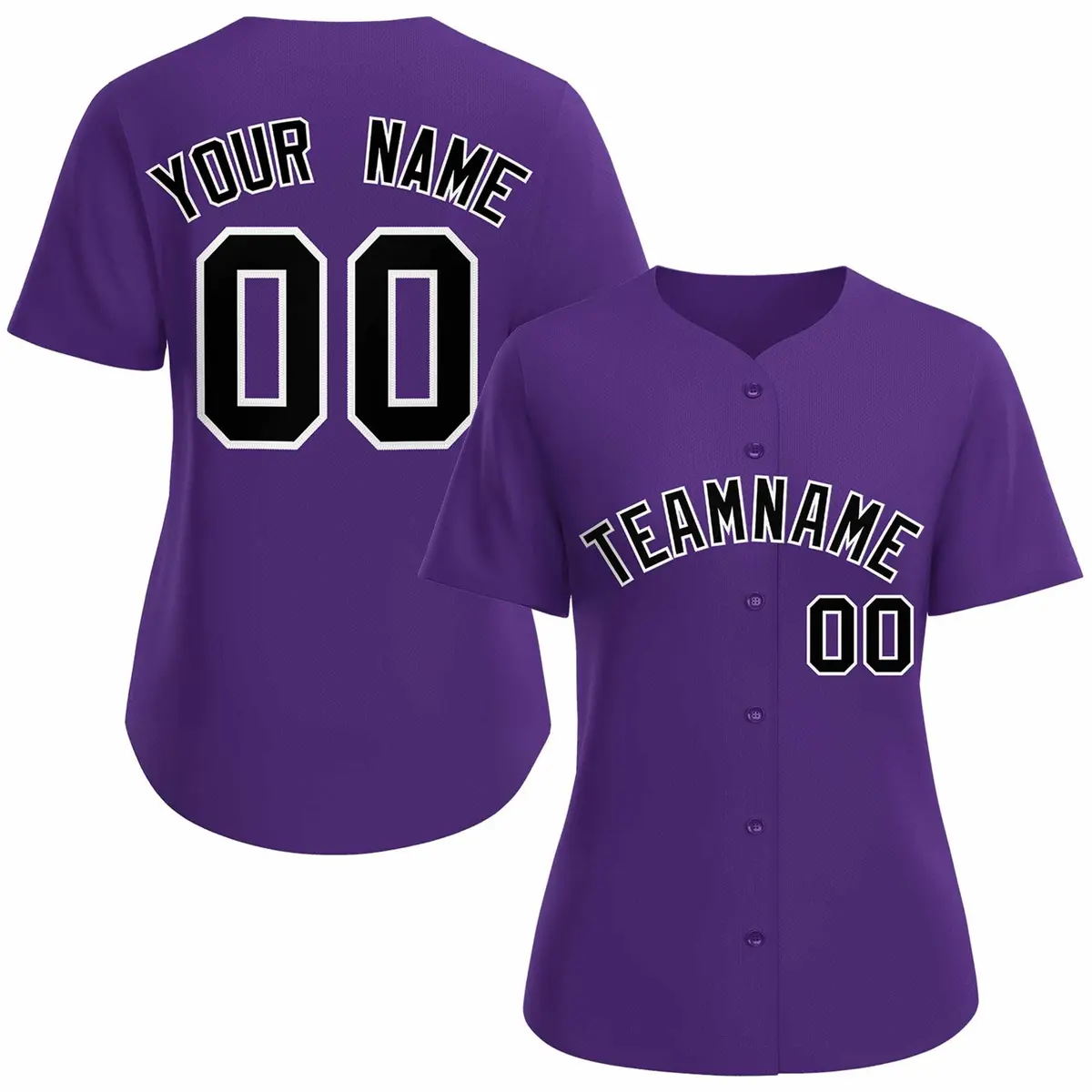 Women's Purple Black White Classic Baseball Jersey