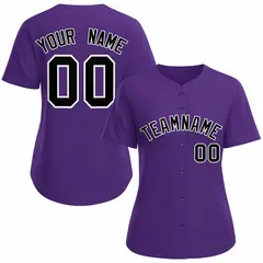 Women's Purple Black White Classic Baseball Jersey 1
