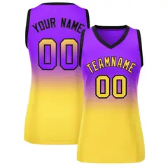 Women's Purple Gold Gradient Mesh Basketball Jersey