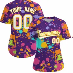 Women's Purple Graffiti Fashion Baseball Jersey