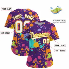 Women's Purple Graffiti Fashion Baseball Jersey 2