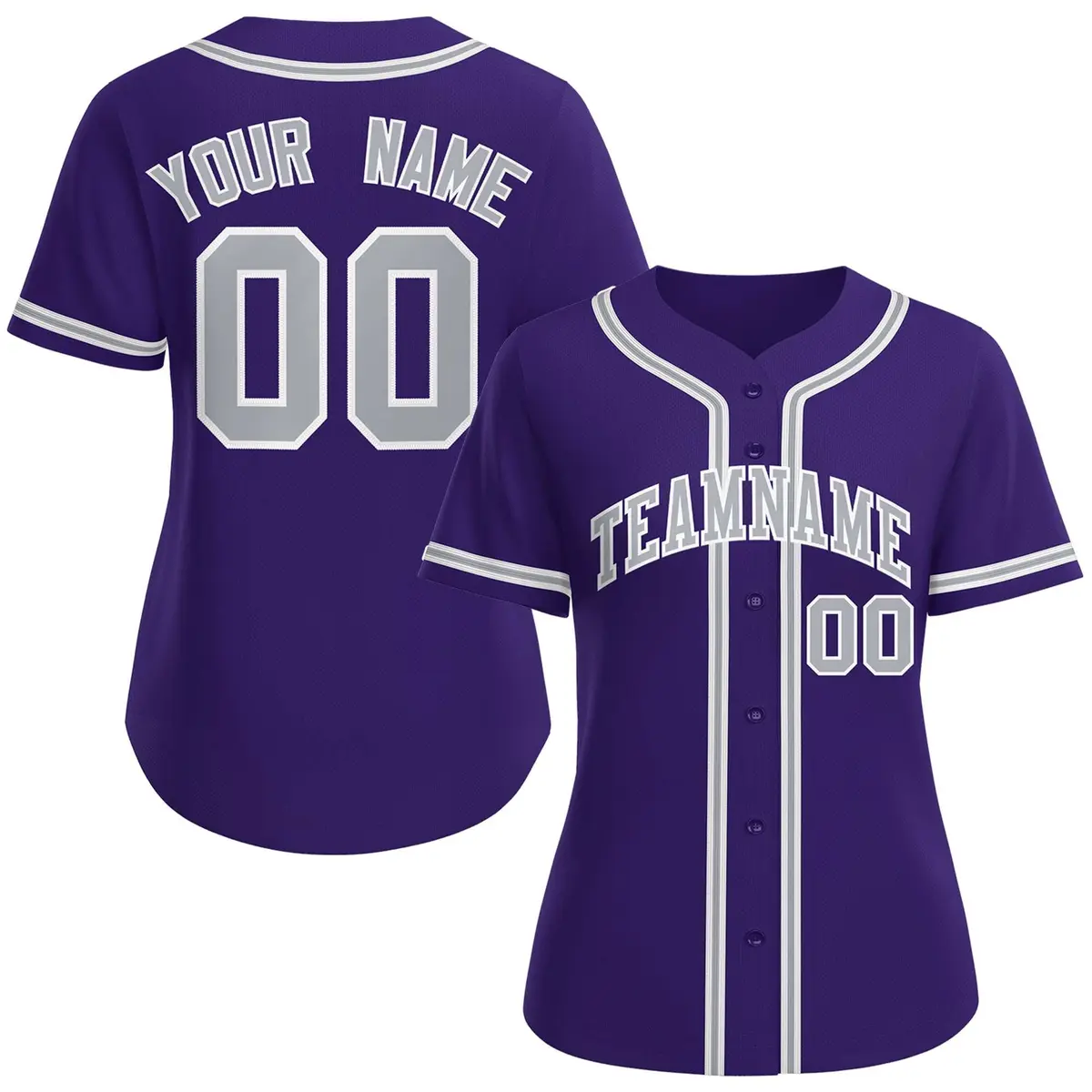 Women's Purple Gray-White Classic Baseball Jersey
