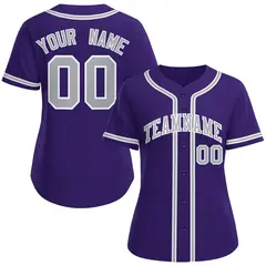 Women's Purple Gray-White Classic Baseball Jersey 1