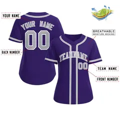 Women's Purple Gray-White Classic Baseball Jersey 2