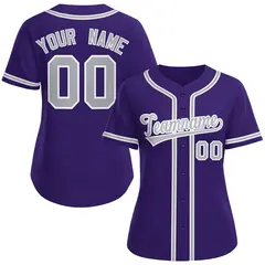 Women's Purple Gray-White Classic Baseball Jersey 1