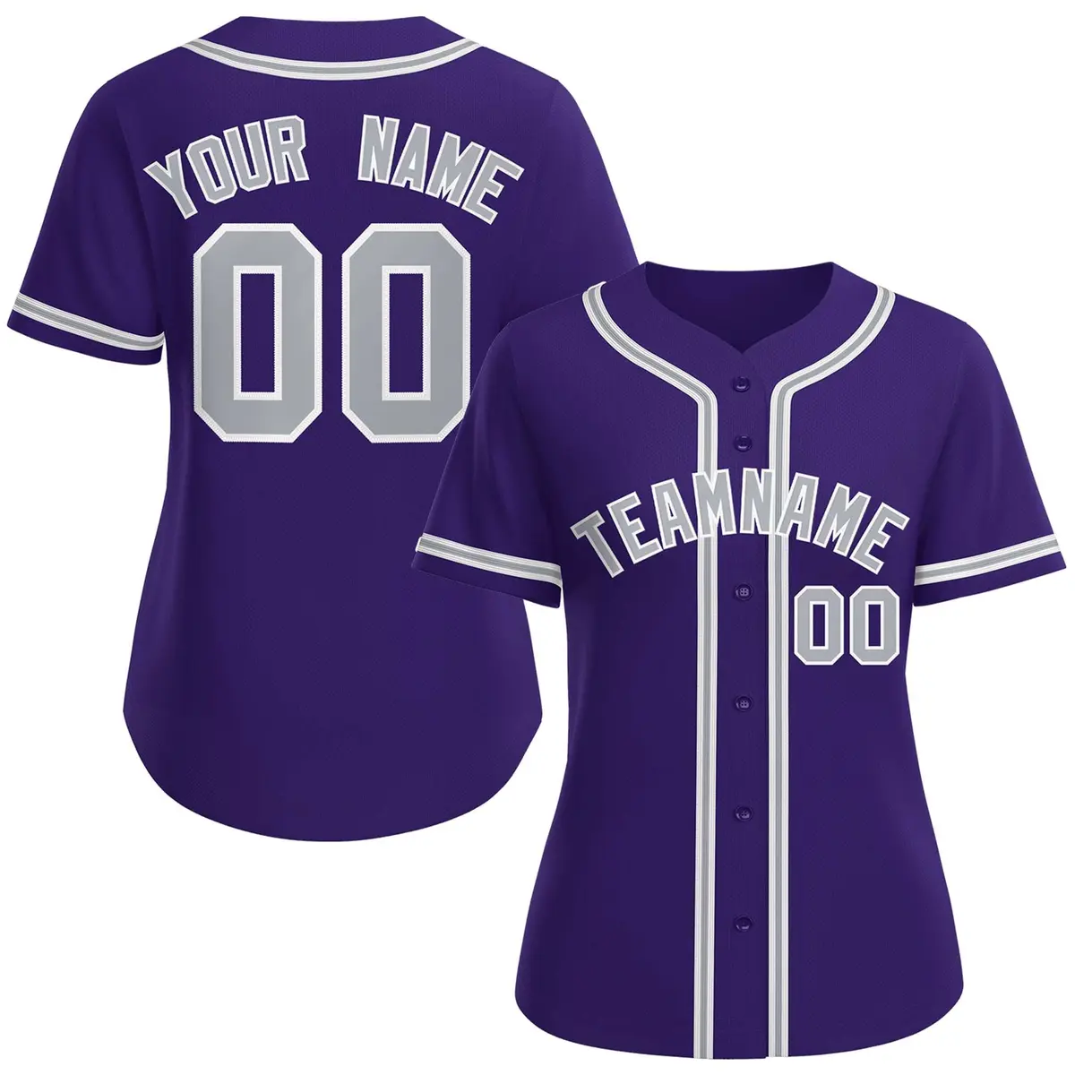 Women's Purple Gray-White Classic Baseball Jersey