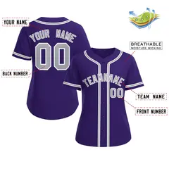 Women's Purple Gray-White Classic Baseball Jersey 2