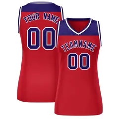 Women's Purple Red Color Block Mesh Basketball Jersey