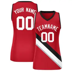 Women's Red Black-White Thick Slash Mesh Basketball Jersey 1