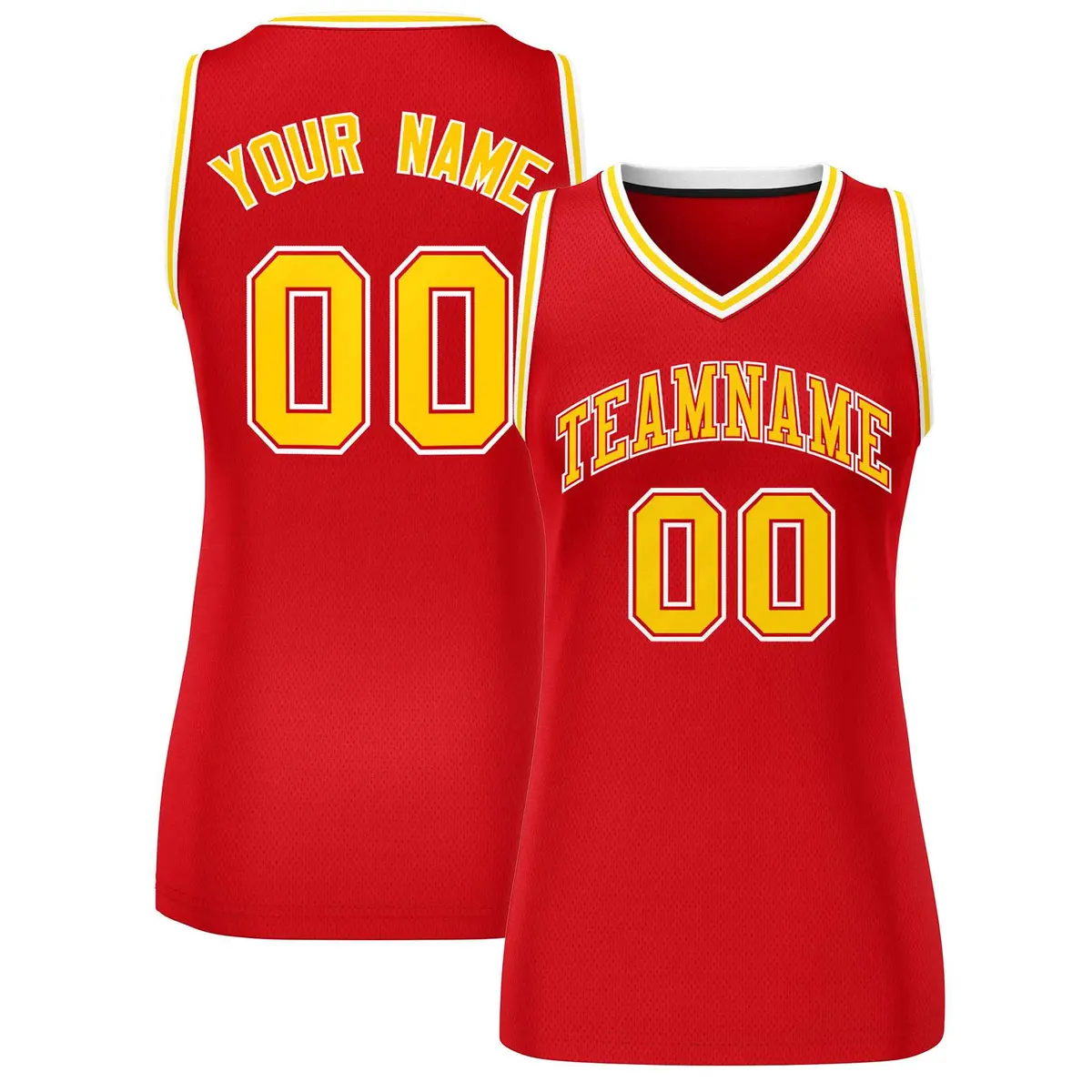 Women's Red Gold-White Classic Mesh Basketball Jersey