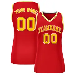 Women's Red Gold-White Classic Mesh Basketball Jersey