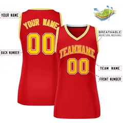 Women's Red Gold-White Classic Mesh Basketball Jersey 2