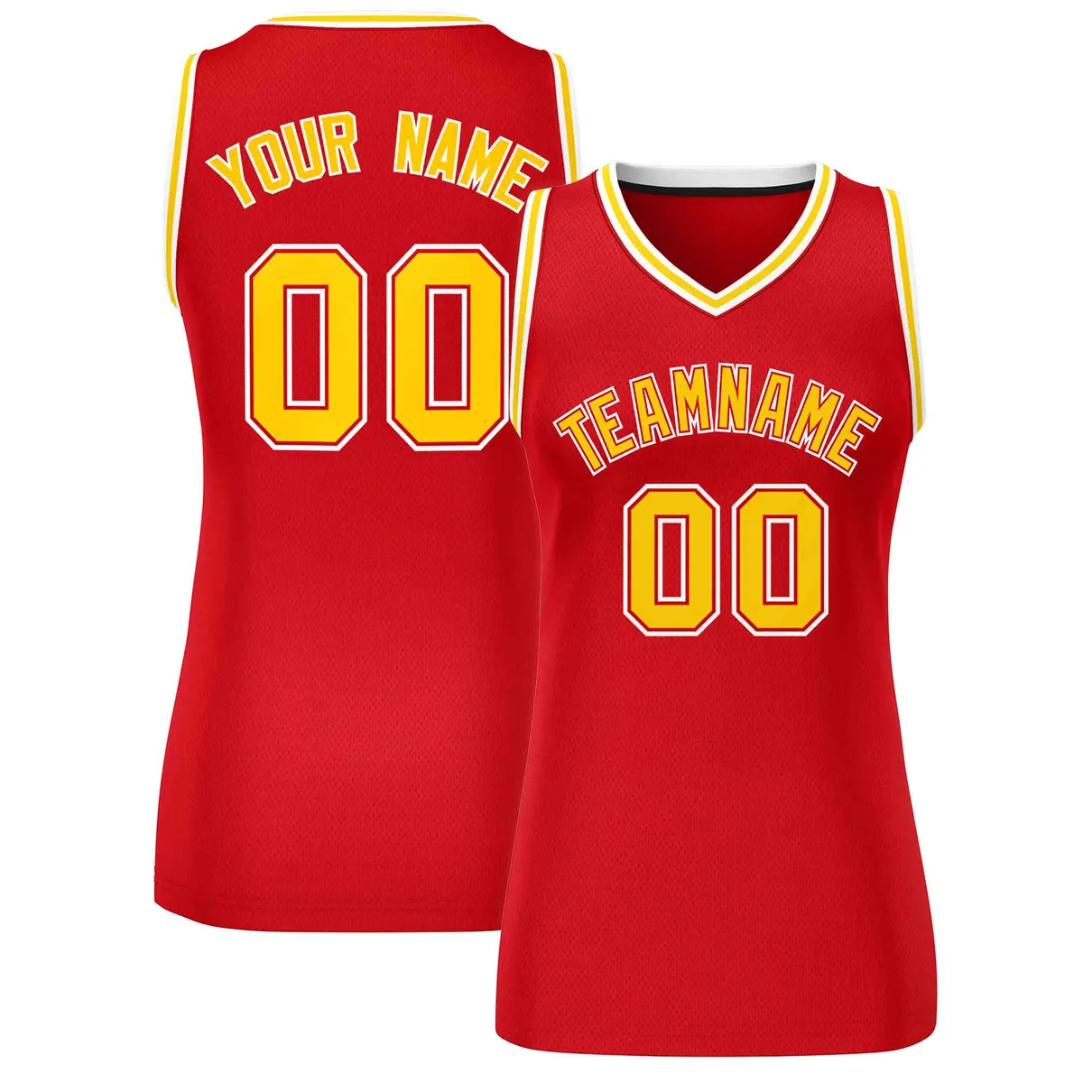 Women's Red Gold-White Classic Mesh Basketball Jersey