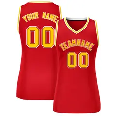Women's Red Gold-White Classic Mesh Basketball Jersey