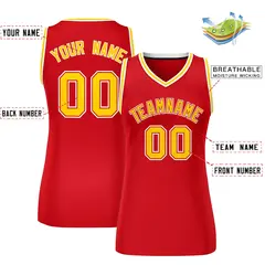 Women's Red Gold-White Classic Mesh Basketball Jersey 2