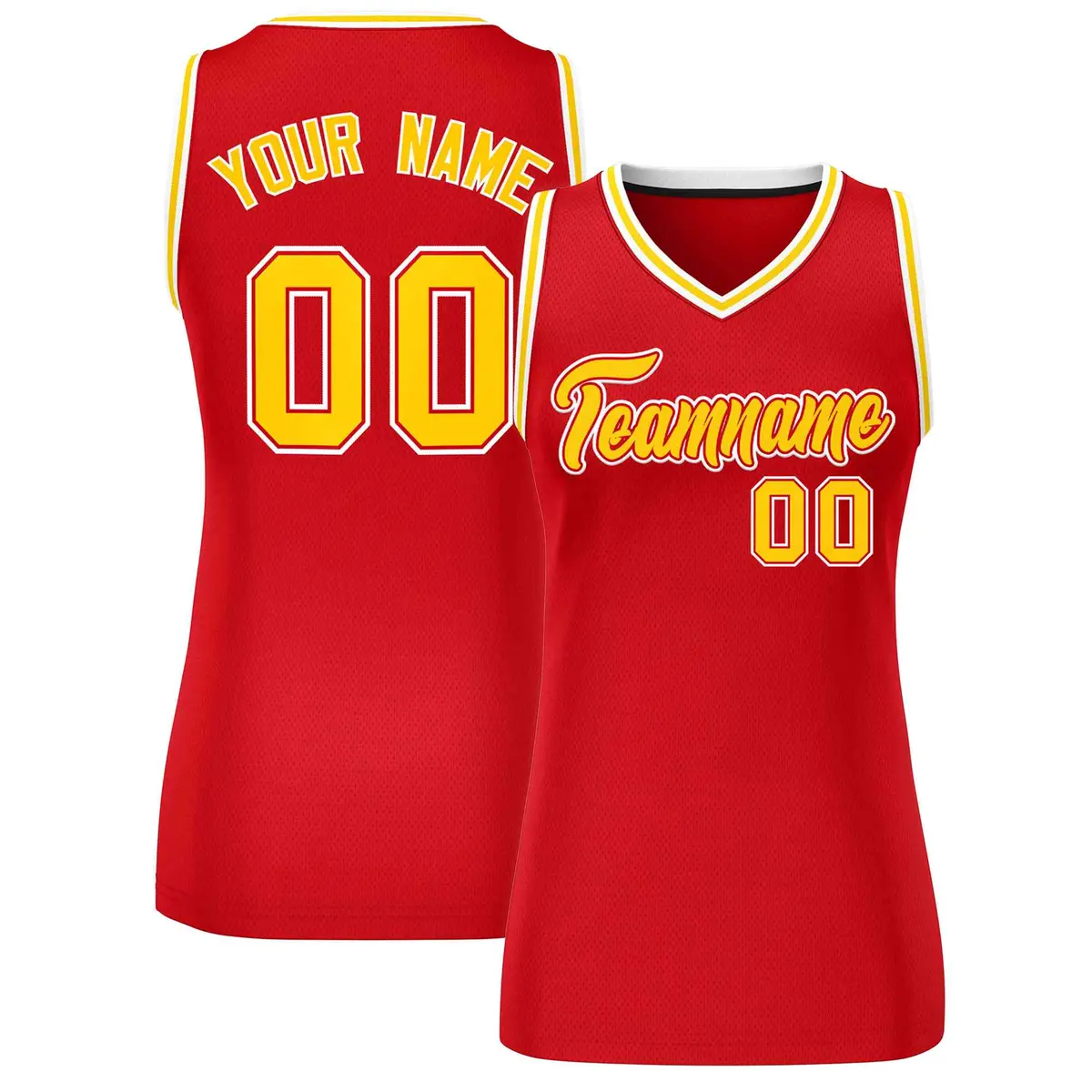Women's Red Gold-White Classic Mesh Basketball Jersey