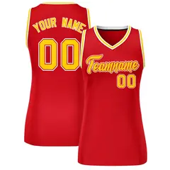 Women's Red Gold-White Classic Mesh Basketball Jersey