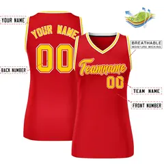 Women's Red Gold-White Classic Mesh Basketball Jersey 2