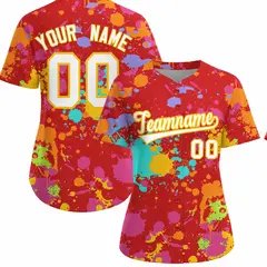Women's Red Graffiti Fashion Baseball Jersey 1