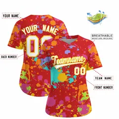 Women's Red Graffiti Fashion Baseball Jersey 2