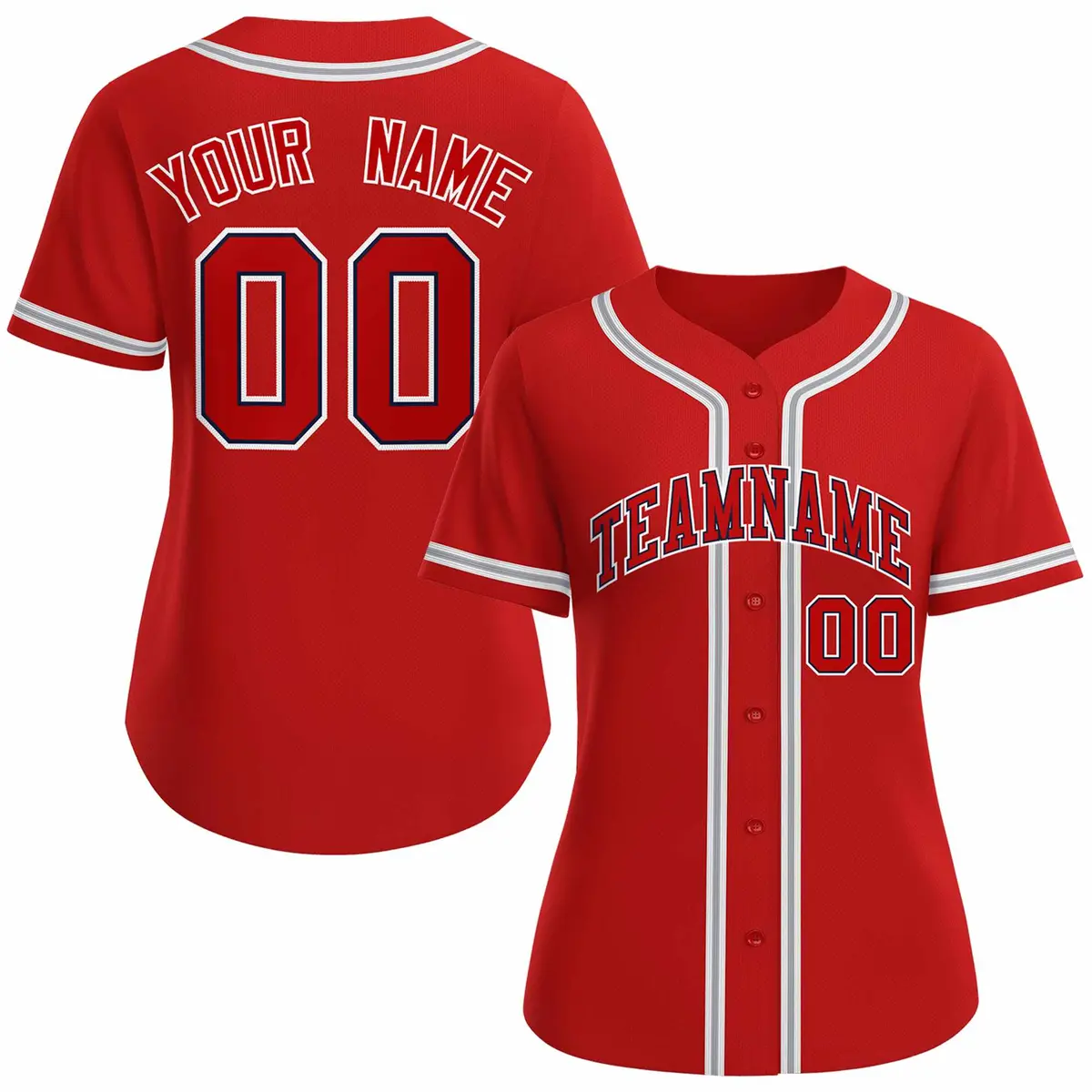Women's Red Navy Classic Baseball Jersey