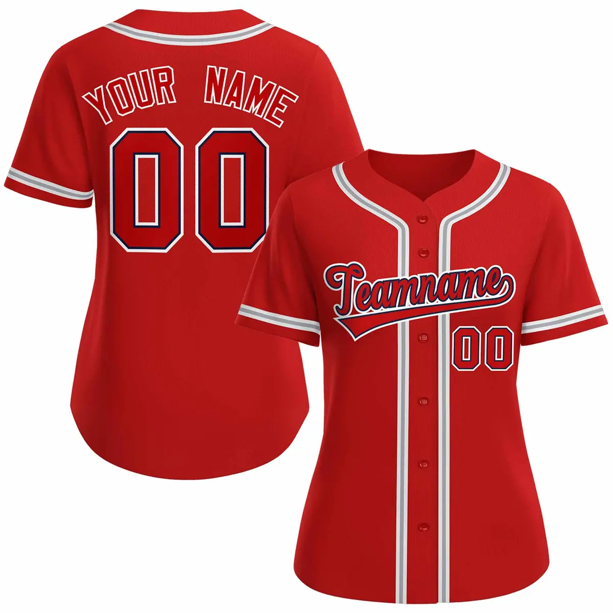 Women's Red Navy Classic Baseball Jersey