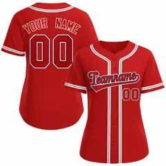 Women's Red Navy Classic Baseball Jersey 1
