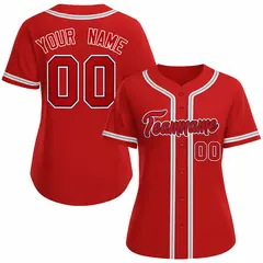 Women's Red Navy Classic Baseball Jersey 1