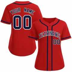 Women's Red Navy White Classic Baseball Jersey 1