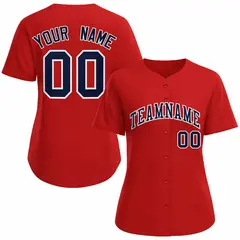 Women's Red Navy White Classic Baseball Jersey 1