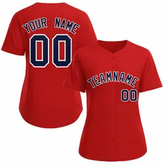 Women's Red Navy White Classic Baseball Jersey 1