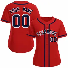 Women's Red Navy White Classic Baseball Jersey 1