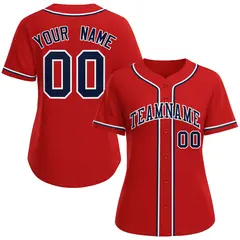 Women's Red Navy-White Classic Baseball Jersey 1