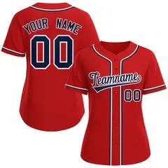 Women's Red Navy-White Classic Baseball Jersey 1