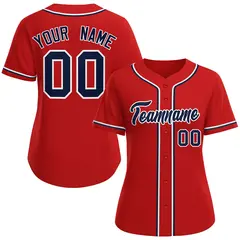 Women's Red Navy-White Classic Baseball Jersey 1