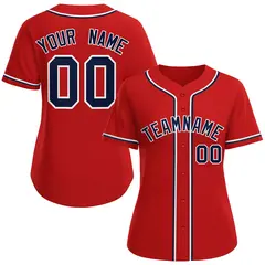 Women's Red Navy-White Classic Baseball Jersey 1