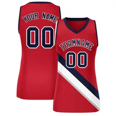Women's Red Navy-White Thick Slash Mesh Basketball Jersey