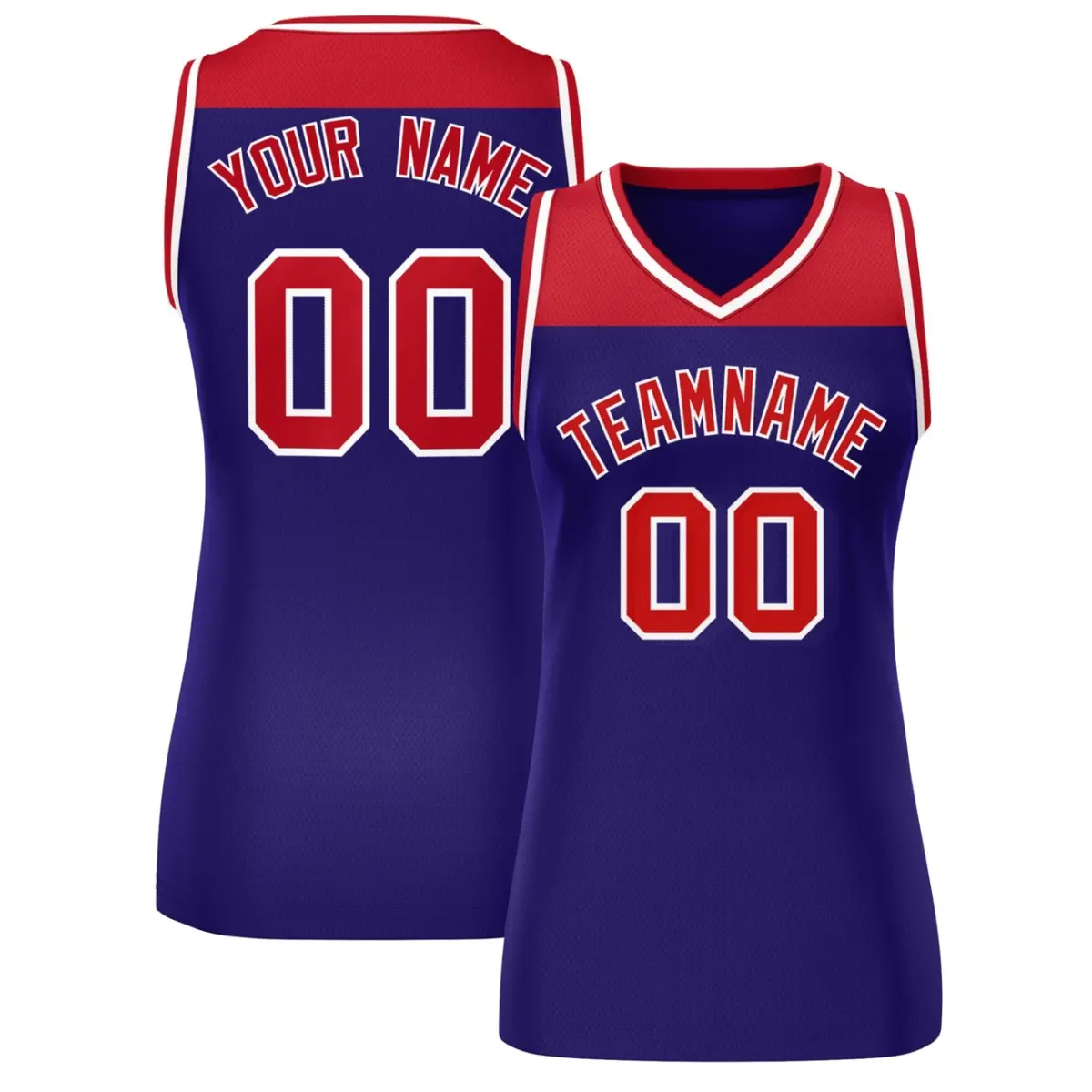 Women's Red Purple Color Block Mesh Basketball Jersey