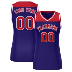 Women's Red Purple Color Block Mesh Basketball Jersey