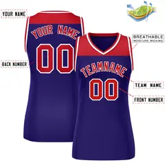 Women's Red Purple Color Block Mesh Basketball Jersey 2