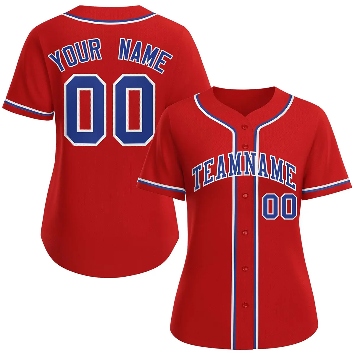 Women's Red Royal-White Classic Baseball Jersey