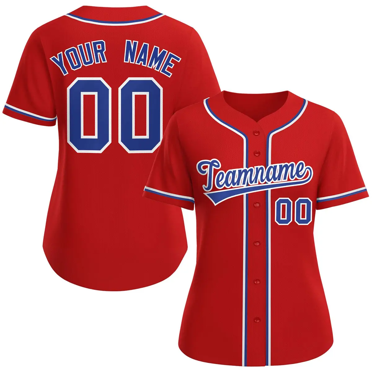 Women's Red Royal-White Classic Baseball Jersey